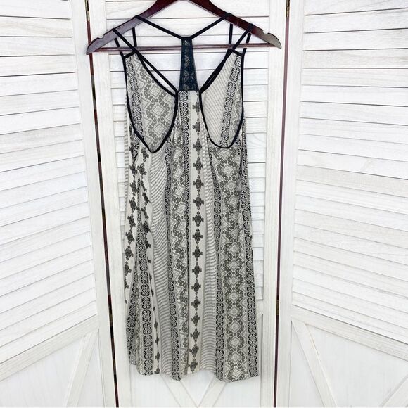 Earthbound Trading Co. Printed Mini Dress Black Tan Medium - Picture 8 of 13